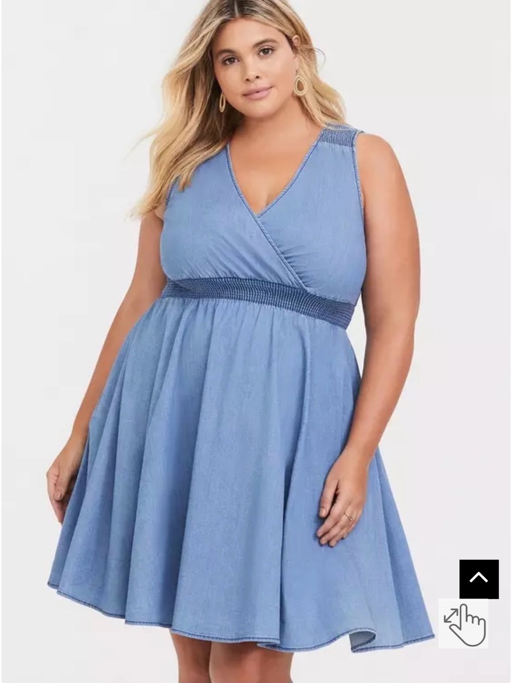 Torrid Chambray Smocked Surplice Skater Dress size 6 NWT